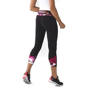 Lululemon Pace Rival Crop Black / Pigment Wind Berry Rumble Luxtreme Leggings